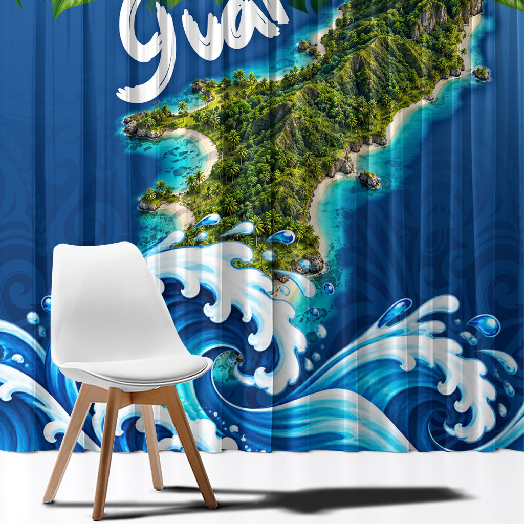 Guam Tropical Island Window Curtain Hibiscus Floral Ocean Waves TS04 - Polynesian Pride