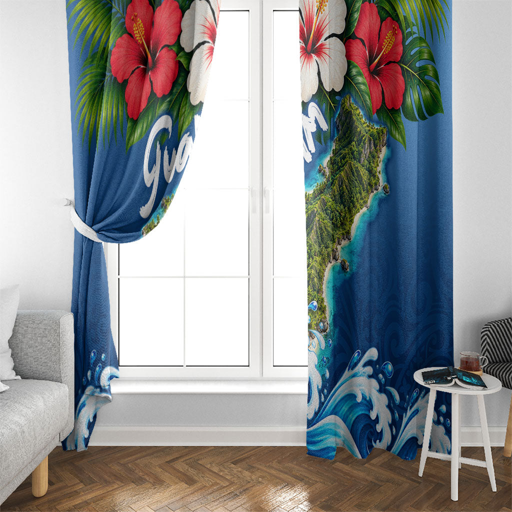 Guam Tropical Island Window Curtain Hibiscus Floral Ocean Waves TS04 - Polynesian Pride