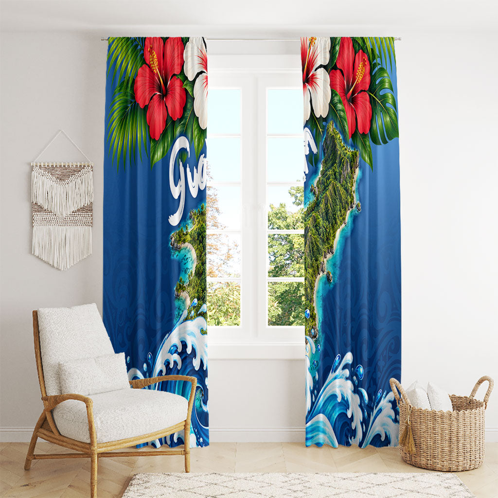 Guam Tropical Island Window Curtain Hibiscus Floral Ocean Waves TS04 - Polynesian Pride