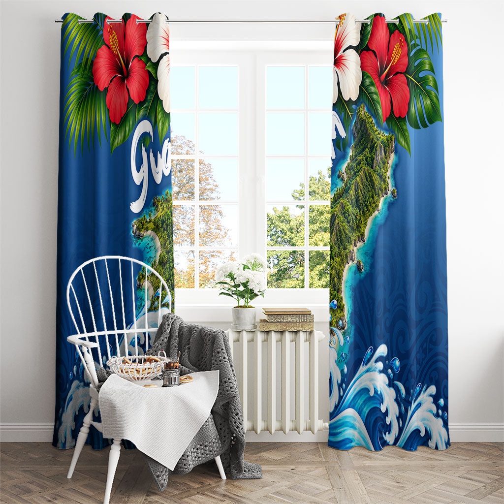 Guam Tropical Island Window Curtain Hibiscus Floral Ocean Waves TS04 - Polynesian Pride