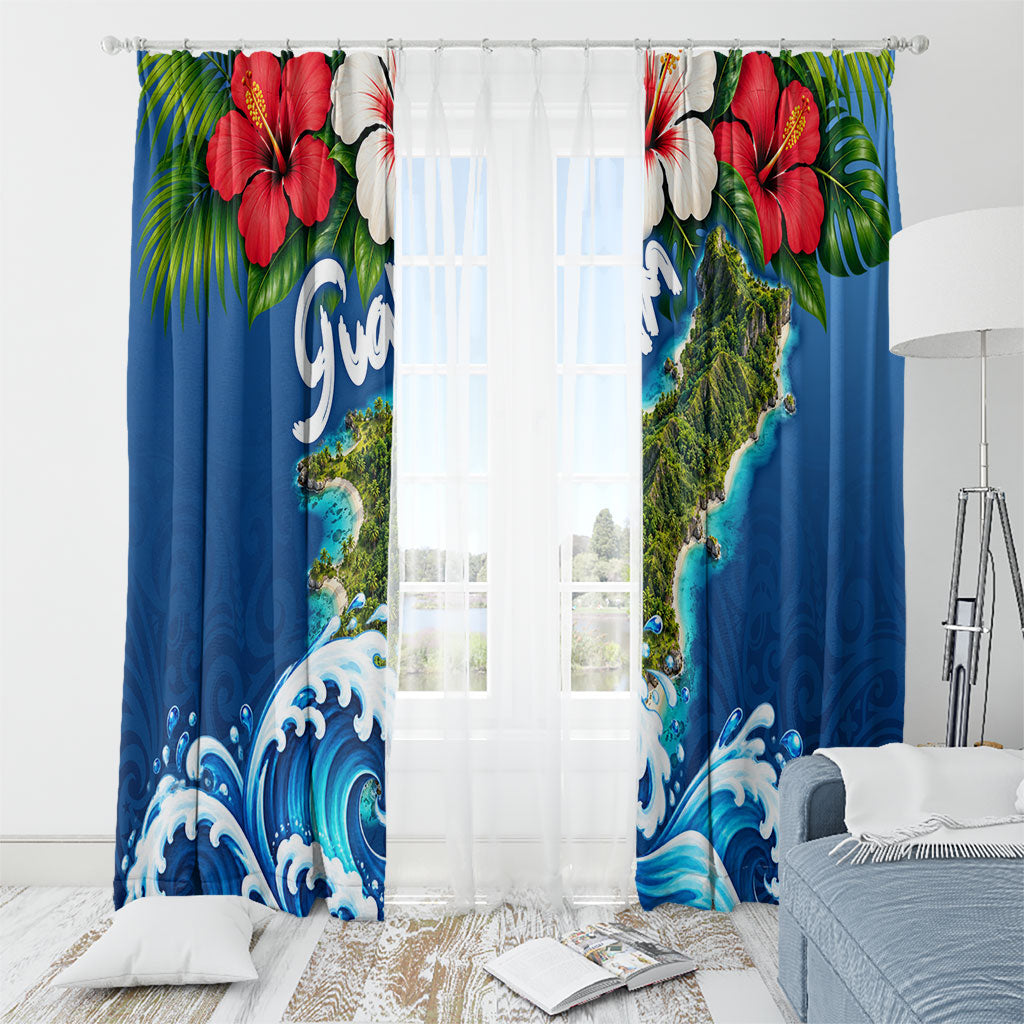 Guam Tropical Island Window Curtain Hibiscus Floral Ocean Waves TS04 - Polynesian Pride