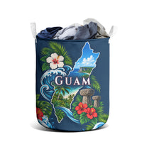 Guam Map Latte Stone Laundry Basket Hibiscus Floral Coastal Landscape TS04 - Polynesian Pride