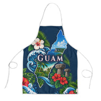 Guam Map Latte Stone Apron Hibiscus Floral Coastal Landscape TS04 Blue Red - Polynesian Pride