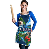 Guam Map Latte Stone Apron Hibiscus Floral Coastal Landscape TS04 - Polynesian Pride