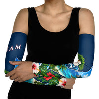 Guam Map Latte Stone Arm Sleeves Hibiscus Floral Coastal Landscape TS04 - Polynesian Pride