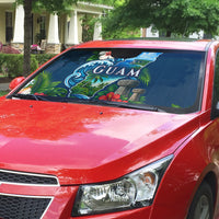 Guam Map Latte Stone Auto Sun Shade Hibiscus Floral Coastal Landscape TS04 - Polynesian Pride