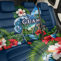 Guam Map Latte Stone Back Car Seat Cover Hibiscus Floral Coastal Landscape TS04 - Polynesian Pride