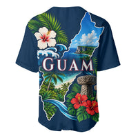 Guam Map Latte Stone Baseball Jersey Hibiscus Floral Coastal Landscape TS04 - Polynesian Pride