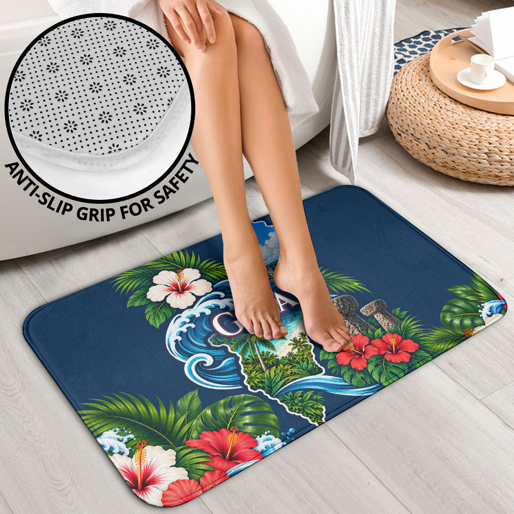 Guam Map Latte Stone Bathroom Set Hibiscus Floral Coastal Landscape TS04 - Polynesian Pride