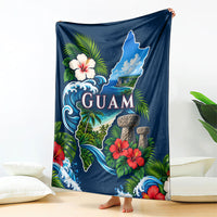 Guam Map Latte Stone Blanket Hibiscus Floral Coastal Landscape TS04 - Polynesian Pride