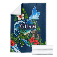 Guam Map Latte Stone Blanket Hibiscus Floral Coastal Landscape TS04 - Polynesian Pride