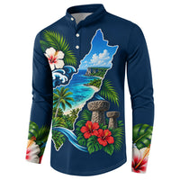 Guam Map Latte Stone Button Sweatshirt Hibiscus Floral Coastal Landscape TS04 - Polynesian Pride