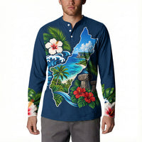 Guam Map Latte Stone Button Sweatshirt Hibiscus Floral Coastal Landscape TS04 - Polynesian Pride