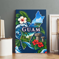 Guam Map Latte Stone Canvas Wall Art Hibiscus Floral Coastal Landscape TS04 - Polynesian Pride