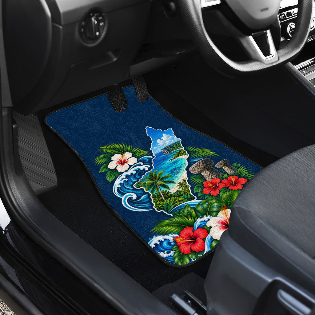 Guam Map Latte Stone Car Mats Hibiscus Floral Coastal Landscape TS04 - Polynesian Pride