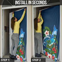 Guam Map Latte Stone Door Cover Hibiscus Floral Coastal Landscape TS04 - Polynesian Pride