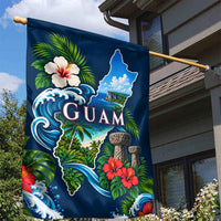 Guam Map Latte Stone Garden Flag Hibiscus Floral Coastal Landscape TS04 - Polynesian Pride