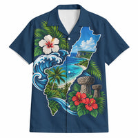 Guam Map Latte Stone Hawaiian Shirt Hibiscus Floral Coastal Landscape TS04 Blue Red - Polynesian Pride