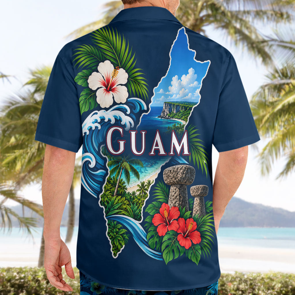 Guam Map Latte Stone Hawaiian Shirt Hibiscus Floral Coastal Landscape TS04 - Polynesian Pride