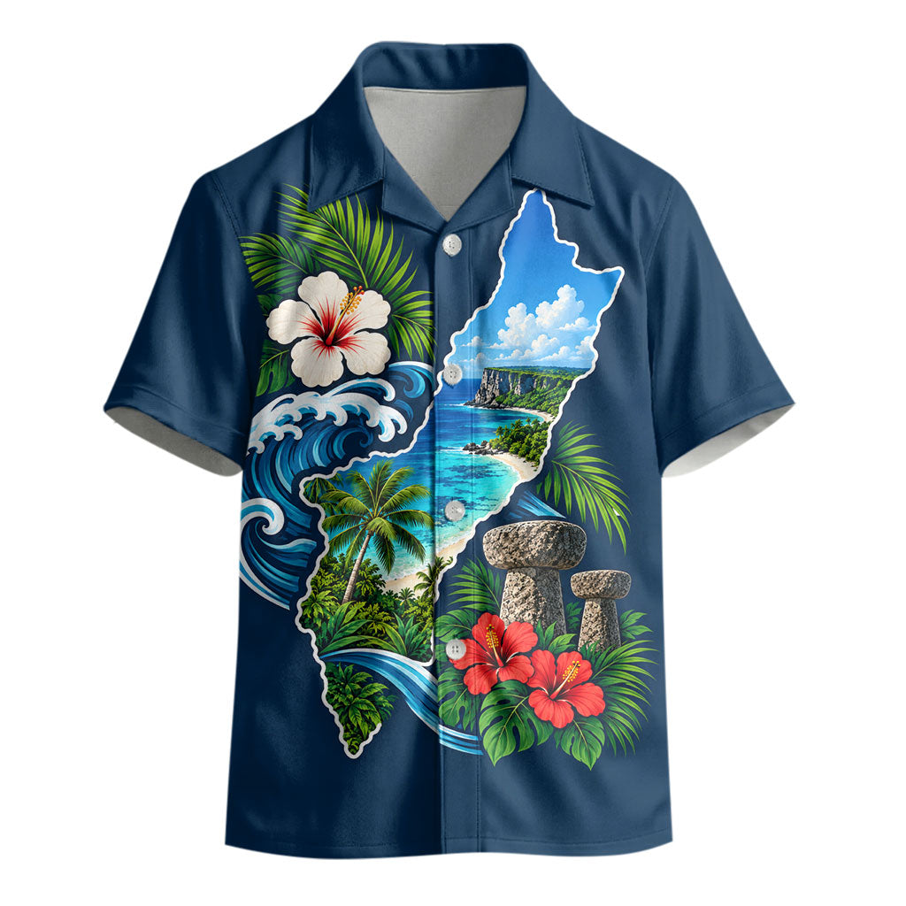 Guam Map Latte Stone Kid Hawaiian Shirt Hibiscus Floral Coastal Landscape TS04 - Polynesian Pride