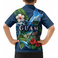 Guam Map Latte Stone Kid Hawaiian Shirt Hibiscus Floral Coastal Landscape TS04 - Polynesian Pride