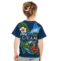 Guam Map Latte Stone Kid T Shirt Hibiscus Floral Coastal Landscape TS04 - Polynesian Pride