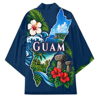 Guam Map Latte Stone Kimono Hibiscus Floral Coastal Landscape TS04 - Polynesian Pride