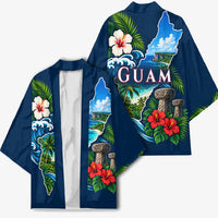 Guam Map Latte Stone Kimono Hibiscus Floral Coastal Landscape TS04 - Polynesian Pride