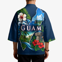 Guam Map Latte Stone Kimono Hibiscus Floral Coastal Landscape TS04 - Polynesian Pride