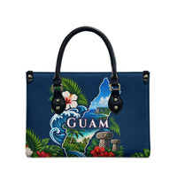 Guam Map Latte Stone Leather Bag Hibiscus Floral Coastal Landscape TS04 - Polynesian Pride