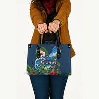 Guam Map Latte Stone Leather Bag Hibiscus Floral Coastal Landscape TS04 - Polynesian Pride