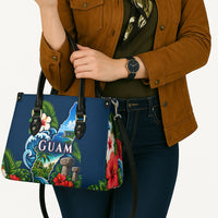 Guam Map Latte Stone Leather Bag Hibiscus Floral Coastal Landscape TS04 - Polynesian Pride