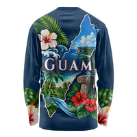 Guam Map Latte Stone Long Sleeve Shirt Hibiscus Floral Coastal Landscape TS04 - Polynesian Pride