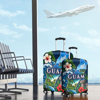 Guam Map Latte Stone Luggage Cover Hibiscus Floral Coastal Landscape TS04 - Polynesian Pride