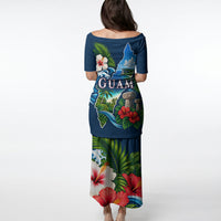 Guam Map Latte Stone Puletasi Hibiscus Floral Coastal Landscape TS04 - Polynesian Pride