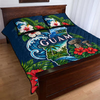 Guam Map Latte Stone Quilt Bed Set Hibiscus Floral Coastal Landscape TS04 - Polynesian Pride