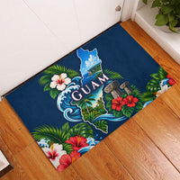 Guam Map Latte Stone Rubber Doormat Hibiscus Floral Coastal Landscape TS04 - Polynesian Pride