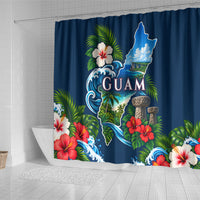 Guam Map Latte Stone Shower Curtain Hibiscus Floral Coastal Landscape TS04 - Polynesian Pride