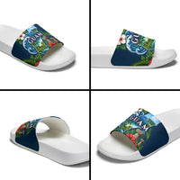 Guam Map Latte Stone Slide Sandals Hibiscus Floral Coastal Landscape TS04 - Polynesian Pride