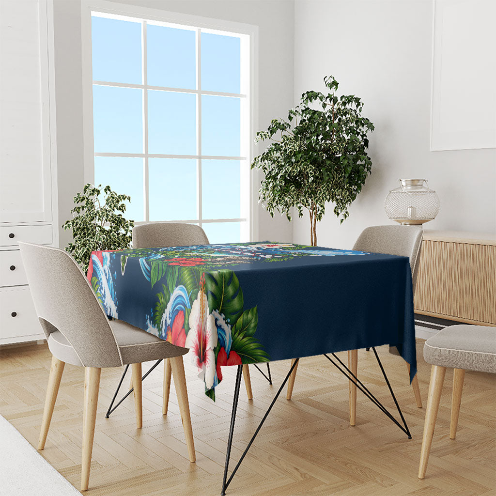 Guam Map Latte Stone Tablecloth Hibiscus Floral Coastal Landscape TS04 - Polynesian Pride