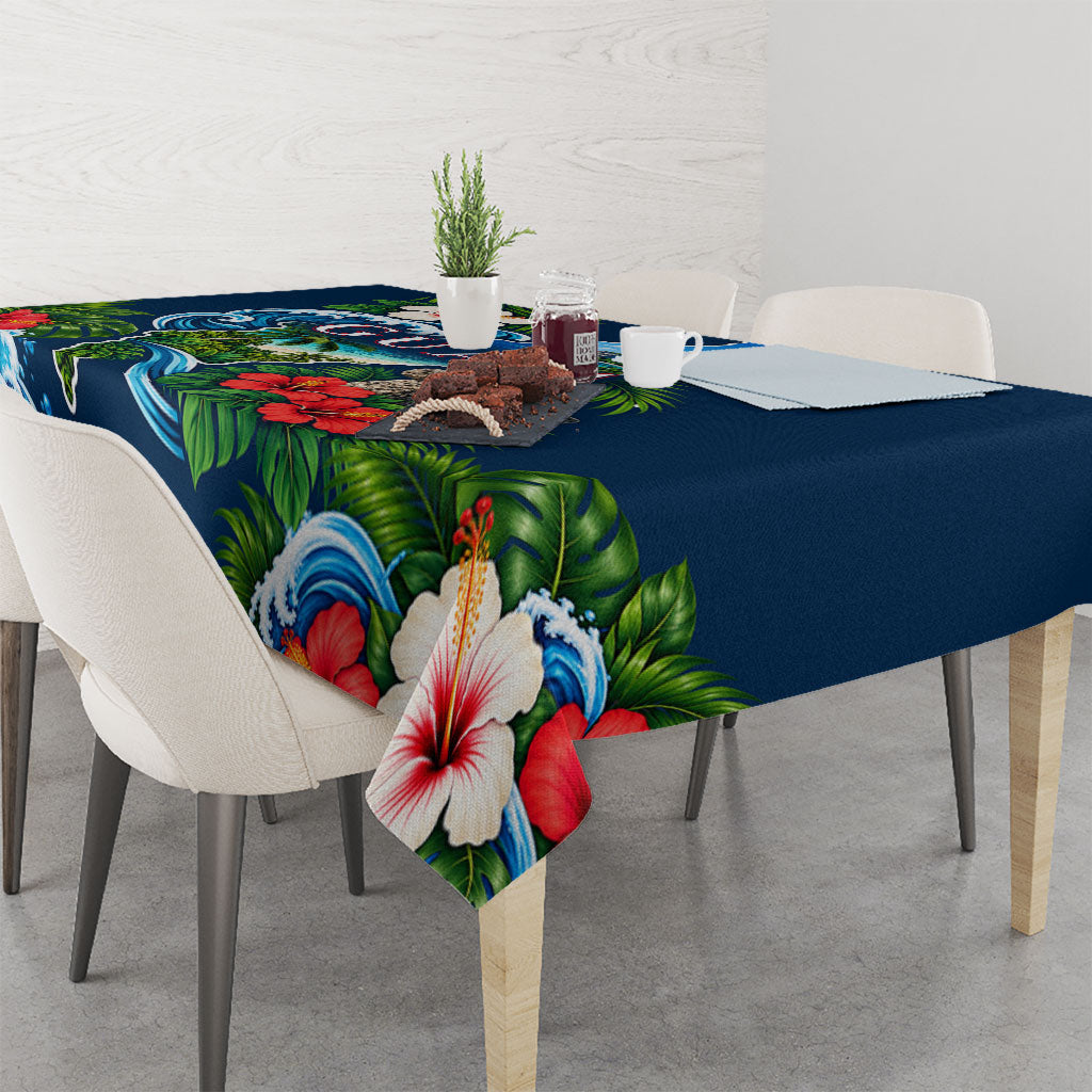 Guam Map Latte Stone Tablecloth Hibiscus Floral Coastal Landscape TS04 - Polynesian Pride