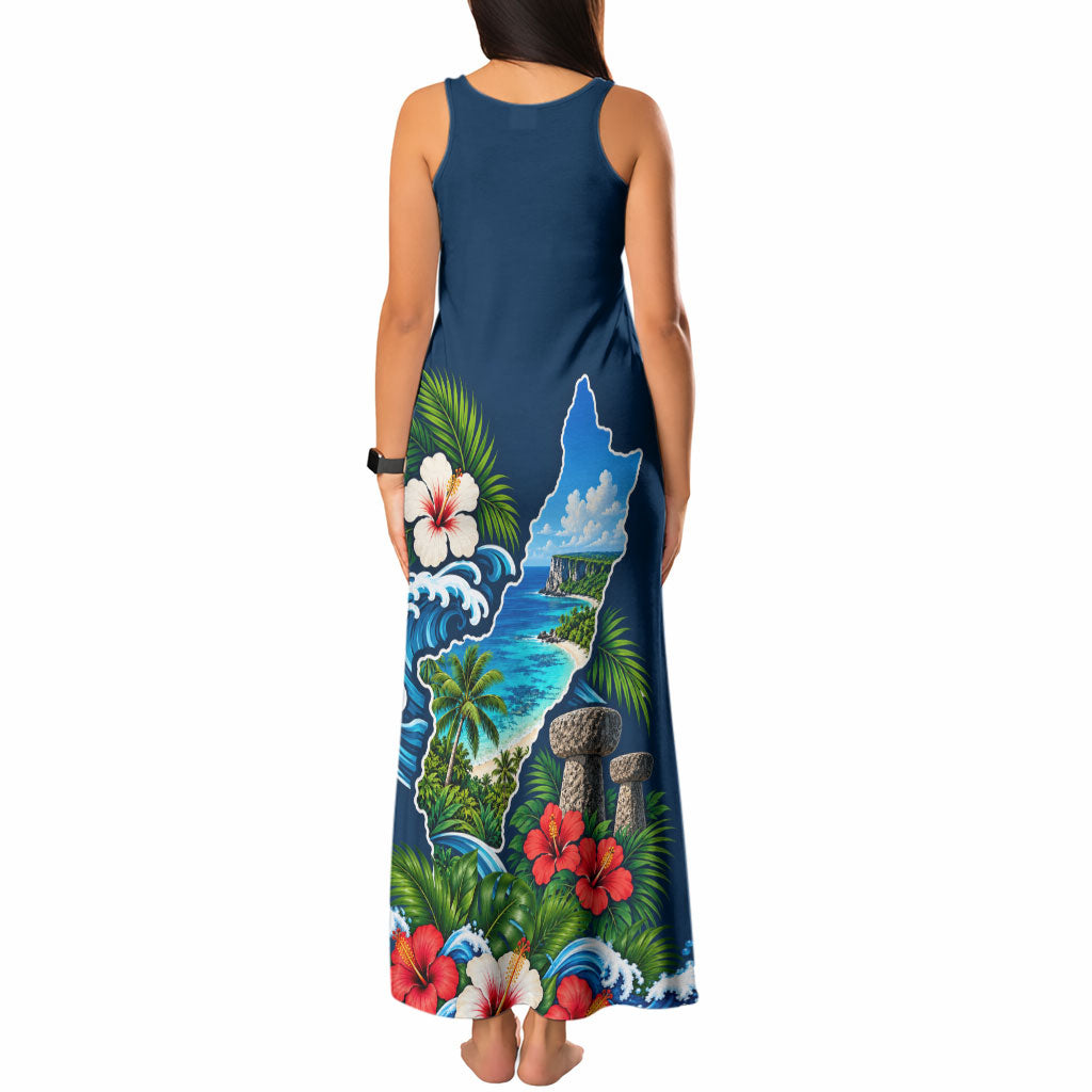 Guam Map Latte Stone Tank Maxi Dress Hibiscus Floral Coastal Landscape TS04 - Polynesian Pride