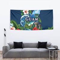 Guam Map Latte Stone Tapestry Hibiscus Floral Coastal Landscape TS04 - Polynesian Pride