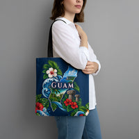 Guam Map Latte Stone Tote Bag Hibiscus Floral Coastal Landscape TS04 - Polynesian Pride