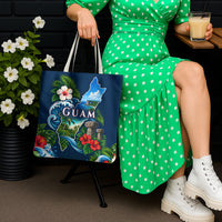 Guam Map Latte Stone Tote Bag Hibiscus Floral Coastal Landscape TS04 - Polynesian Pride
