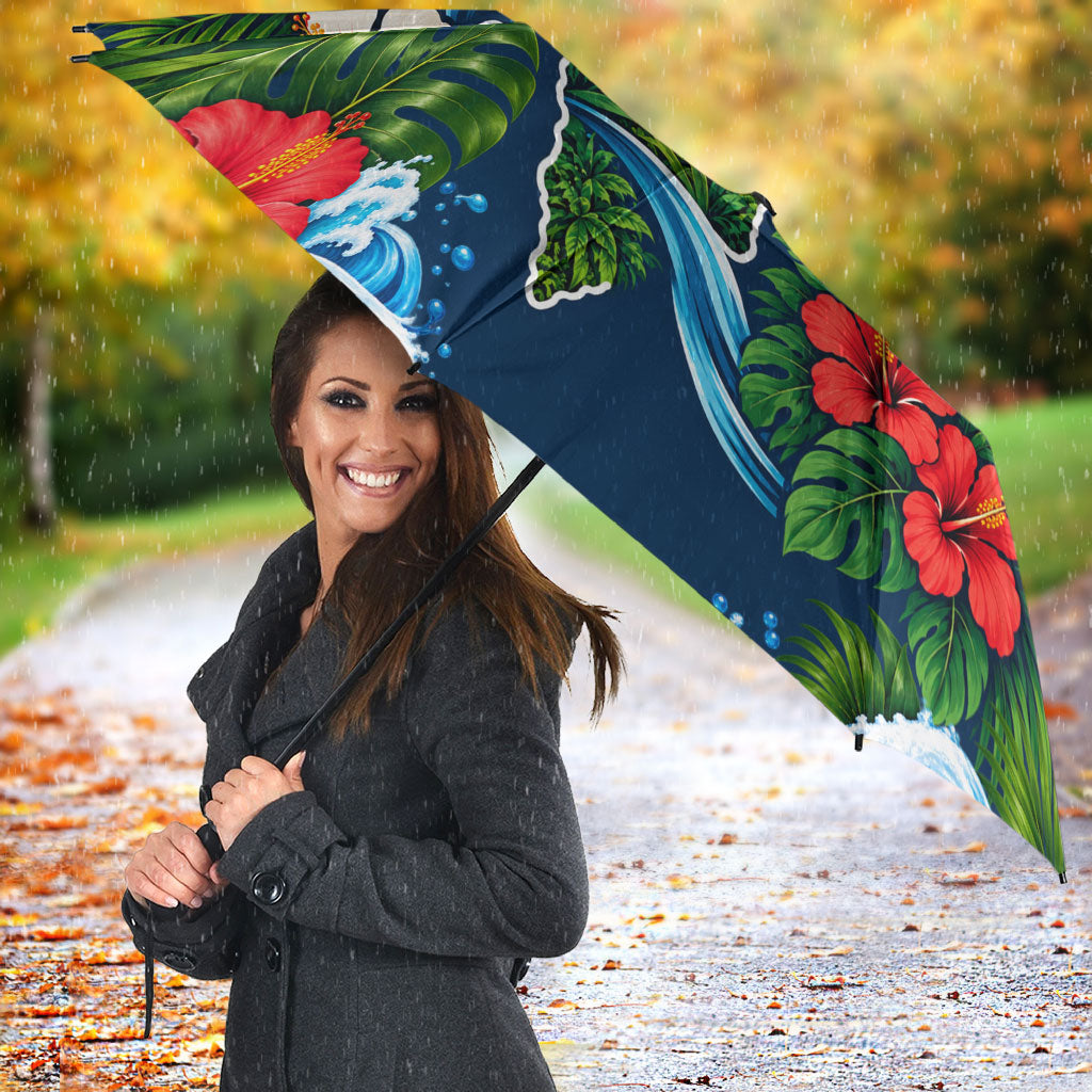 Guam Map Latte Stone Umbrella Hibiscus Floral Coastal Landscape TS04 - Polynesian Pride