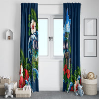 Guam Map Latte Stone Window Curtain Hibiscus Floral Coastal Landscape TS04 - Polynesian Pride