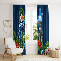 Guam Map Latte Stone Window Curtain Hibiscus Floral Coastal Landscape TS04 - Polynesian Pride