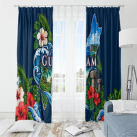 Guam Map Latte Stone Window Curtain Hibiscus Floral Coastal Landscape TS04 - Polynesian Pride