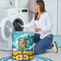 Personalized Hawaii 60th Birthday Eagle Laundry Basket Tropical Sunset Beach Hibiscus Ocean Wave